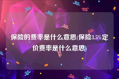 保险的费率是什么意思(保险3.5%定价费率是什么意思)