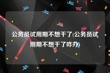 公务员试用期不想干了(公务员试用期不想干了咋办)