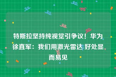 特斯拉坚持纯视觉引争议！华为徐直军：我们用激光雷达 好处显而易见