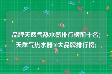 品牌天然气热水器排行榜前十名(天然气热水器10大品牌排行榜)