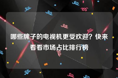 哪些牌子的电视机更受欢迎？快来看看市场占比排行榜