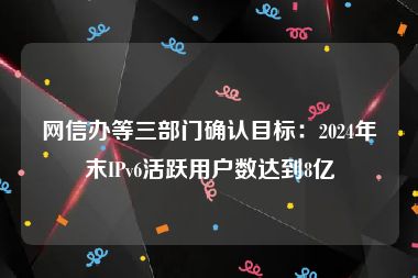 网信办等三部门确认目标：2024年末IPv6活跃用户数达到8亿