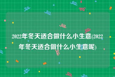 2022年冬天适合做什么小生意(2022年冬天适合做什么小生意呢)