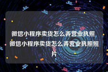 微信小程序卖货怎么弄营业执照 微信小程序卖货怎么弄营业执照照片