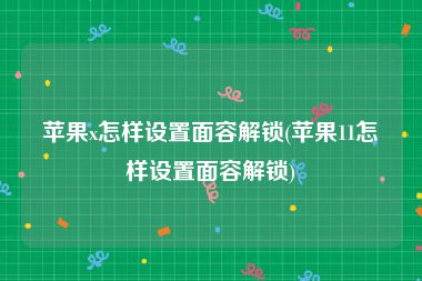 苹果x怎样设置面容解锁(苹果11怎样设置面容解锁)