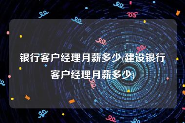 银行客户经理月薪多少(建设银行客户经理月薪多少)