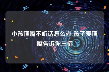 小孩顶嘴不听话怎么办 孩子爱顶嘴告诉你三招