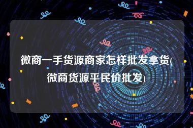 微商一手货源商家怎样批发拿货(微商货源平民价批发)