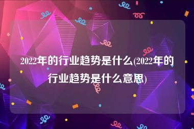 2022年的行业趋势是什么(2022年的行业趋势是什么意思)