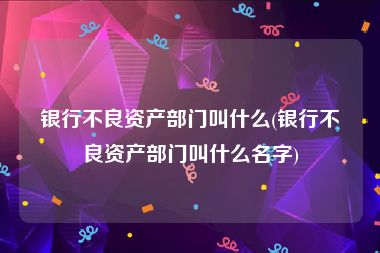 银行不良资产部门叫什么(银行不良资产部门叫什么名字)