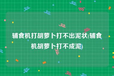 辅食机打胡萝卜打不出泥状(辅食机胡萝卜打不成泥)