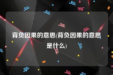 背负因果的意思(背负因果的意思是什么)