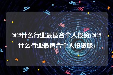 2022什么行业最适合个人投资(2022什么行业最适合个人投资呢)