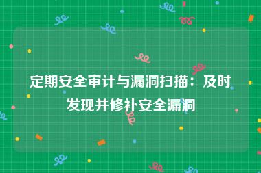 定期安全审计与漏洞扫描：及时发现并修补安全漏洞