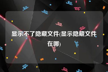 显示不了隐藏文件(显示隐藏文件在哪)