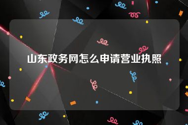 山东政务网怎么申请营业执照