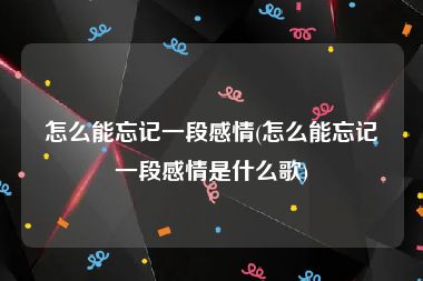 怎么能忘记一段感情(怎么能忘记一段感情是什么歌)