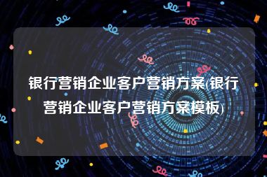 银行营销企业客户营销方案(银行营销企业客户营销方案模板)