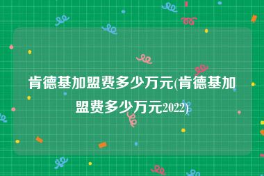 肯德基加盟费多少万元(肯德基加盟费多少万元2022)