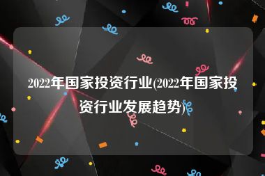 2022年国家投资行业(2022年国家投资行业发展趋势)