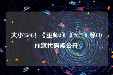 大小450G！《巫师3》《2077》等CDPR源代码被公开