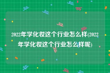 2022年学化妆这个行业怎么样(2022年学化妆这个行业怎么样呢)