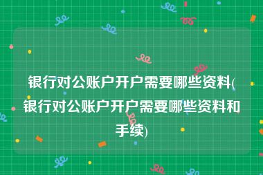 银行对公账户开户需要哪些资料(银行对公账户开户需要哪些资料和手续)