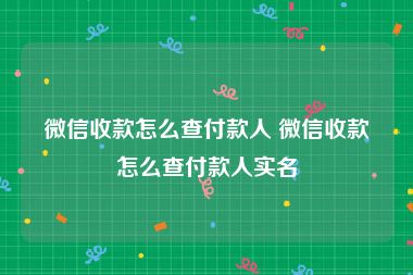 微信收款怎么查付款人 微信收款怎么查付款人实名