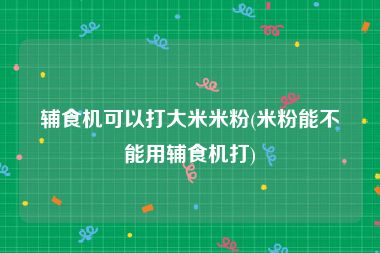 辅食机可以打大米米粉(米粉能不能用辅食机打)