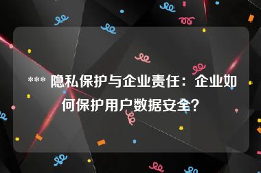  *** 隐私保护与企业责任：企业如何保护用户数据安全？