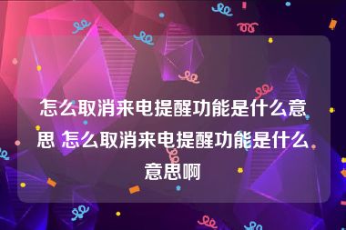 怎么取消来电提醒功能是什么意思 怎么取消来电提醒功能是什么意思啊