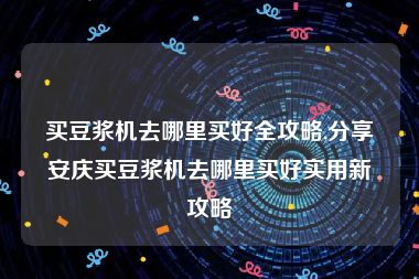 买豆浆机去哪里买好全攻略,分享安庆买豆浆机去哪里买好实用新攻略