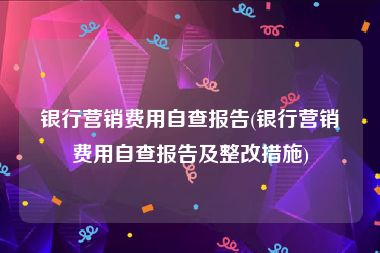 银行营销费用自查报告(银行营销费用自查报告及整改措施)