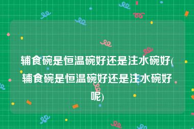 辅食碗是恒温碗好还是注水碗好(辅食碗是恒温碗好还是注水碗好呢)