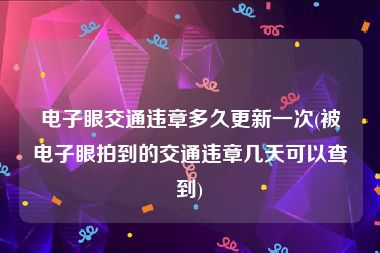 电子眼交通违章多久更新一次(被电子眼拍到的交通违章几天可以查到)