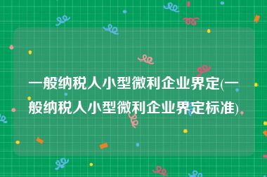 一般纳税人小型微利企业界定(一般纳税人小型微利企业界定标准)