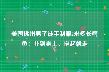 美国佛州男子徒手制服2米多长鳄鱼：扑到身上、抱起就走