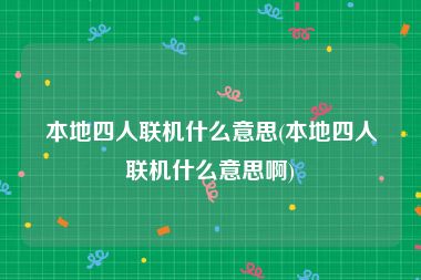 本地四人联机什么意思(本地四人联机什么意思啊)