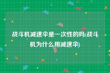 战斗机减速伞是一次性的吗(战斗机为什么用减速伞)