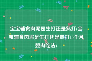 宝宝辅食肉泥是生打还是熟打(宝宝辅食肉泥是生打还是熟打15个月婴肉吃法)