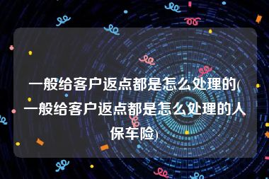 一般给客户返点都是怎么处理的(一般给客户返点都是怎么处理的人保车险)