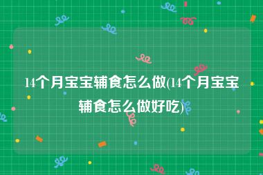 14个月宝宝辅食怎么做(14个月宝宝辅食怎么做好吃)