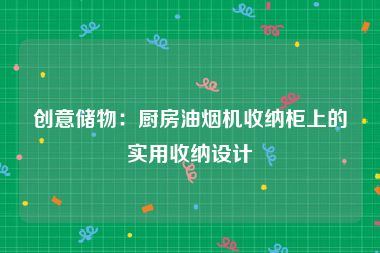 创意储物：厨房油烟机收纳柜上的实用收纳设计