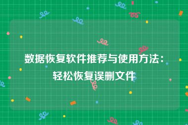 数据恢复软件推荐与使用方法：轻松恢复误删文件