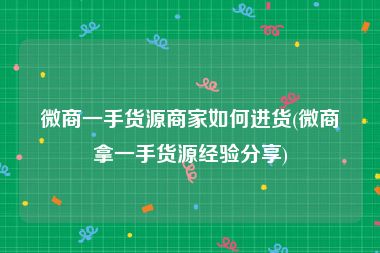 微商一手货源商家如何进货(微商拿一手货源经验分享)