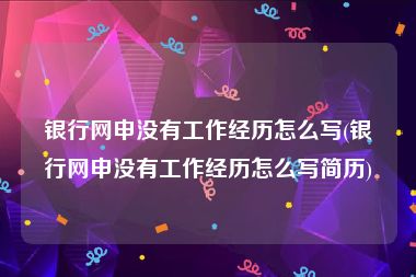 银行网申没有工作经历怎么写(银行网申没有工作经历怎么写简历)