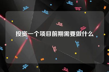 投资一个项目前期需要做什么