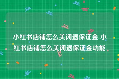 小红书店铺怎么关闭退保证金 小红书店铺怎么关闭退保证金功能