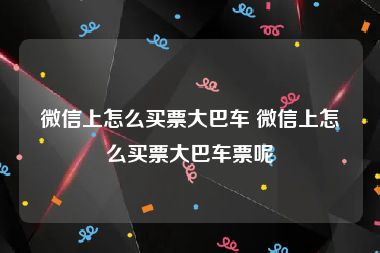 微信上怎么买票大巴车 微信上怎么买票大巴车票呢