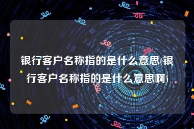 银行客户名称指的是什么意思(银行客户名称指的是什么意思啊)